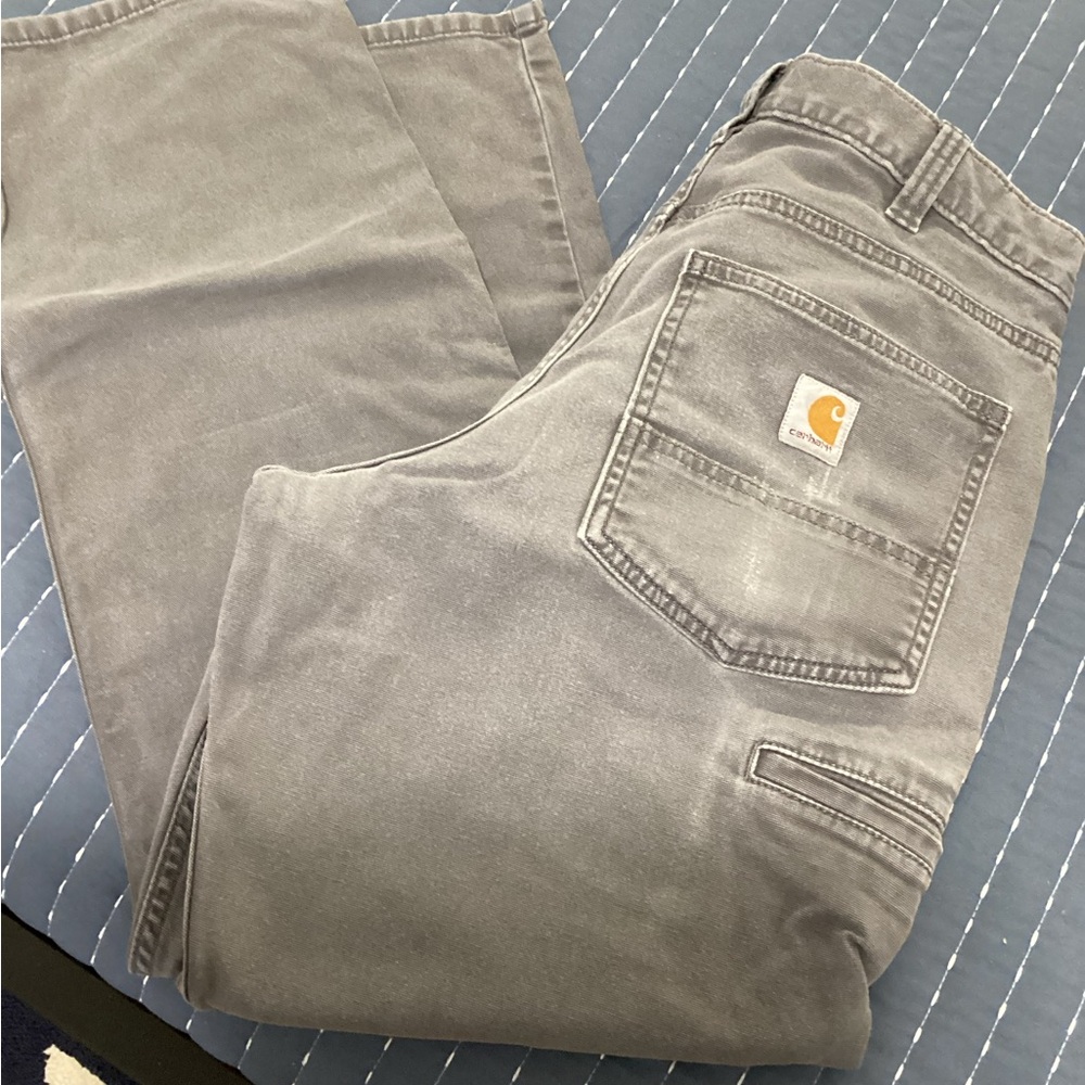 Mens Carhartt Work Pants Relaxed Fit 33 x 30 Light Gray